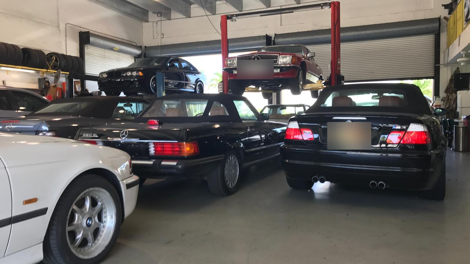 Inside the Auto Star Co. shop with service bays in Hallandale Beach